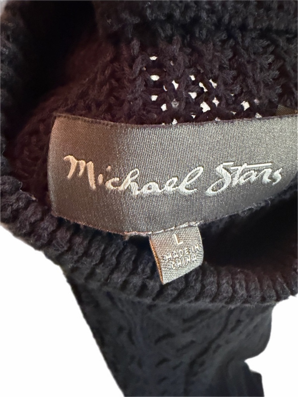 Michael Stars Black Cable Knit Vest L Mock Neck High Low Layered Look 🔥trending - Picture 2 of 10